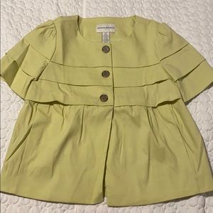 Banana republic women size 0 like green Linen button down crop top jacket